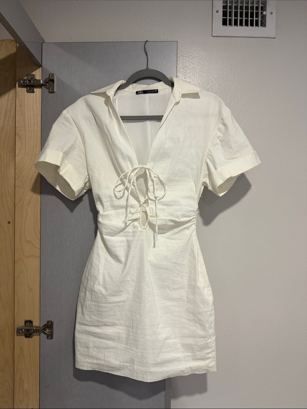 Zara Cream Tie-Front Mini Dress